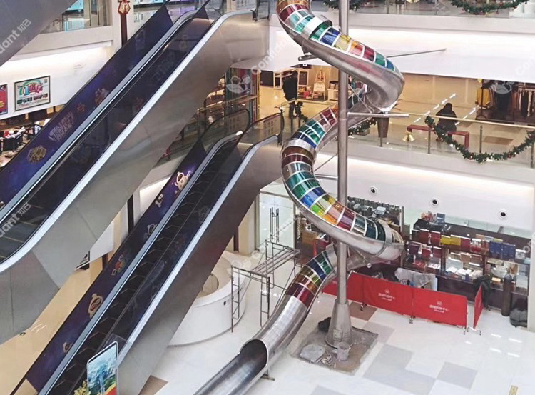 Stainless steel slide for large indoor shopping mall